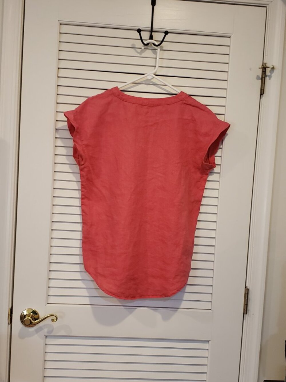 Adrienne Vittadini hibiscus 100% Linen Pintuck Notch Neck Tank top XS - Picture 2 of 4